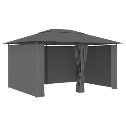 Cort de grădină cu perdele - antracit - 4 x 3 m