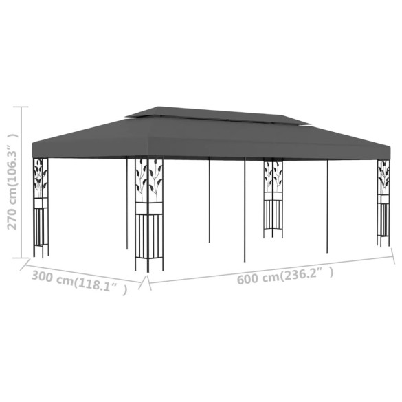 Pavilion Antracit 3x6m - Cort Grădină Rezistent la UV și Apă