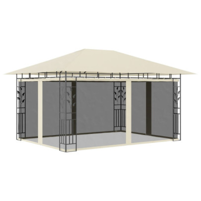 Pavilion cu plasă anti-țânțari - crem - 4x3x2,73 m - 180 g/m²