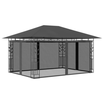 Pavilion cu plasă anti-țânțari - antracit - 4 x 3 x 2,73 m