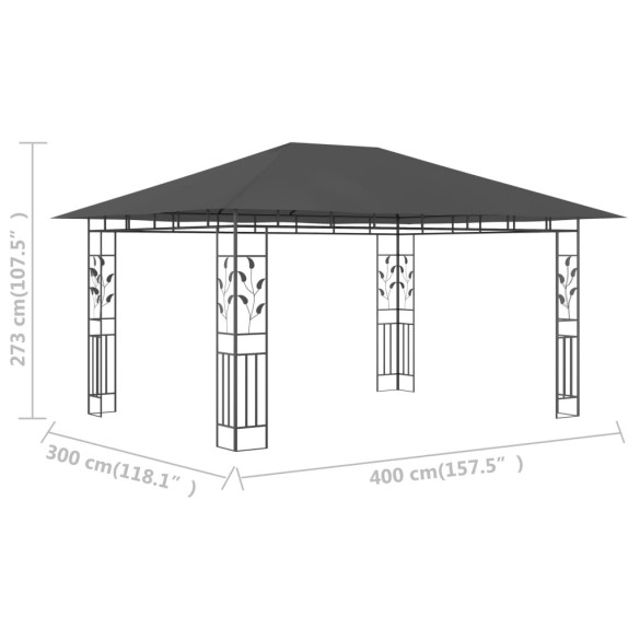 Pavilion cu Plasă Anti-Țânțari Antracit 4x3m - Livrare Gratuită Pavilion cu Plasă Anti-Țânțari Antracit 4x3m - Livrare Gratuită