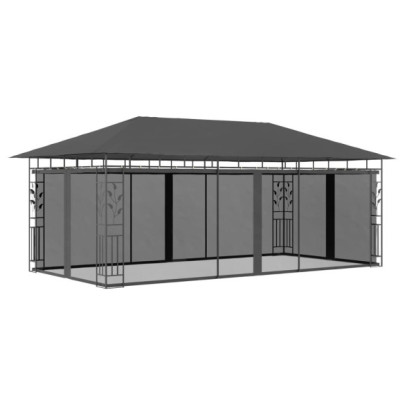 Pavilion cu plasă anti-țânțari - antracit - 6 x 3 x 2,73 m