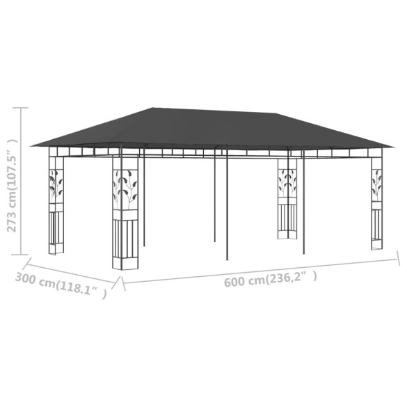 Pavilion cu Plasă Anti-Țânțari Antracit 6x3m - Livrare Gratuită