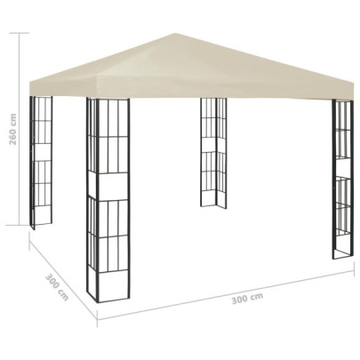 Pavilion Grădină 3x3m - Crem, Cadru Oțel, Acoperiș Poliester