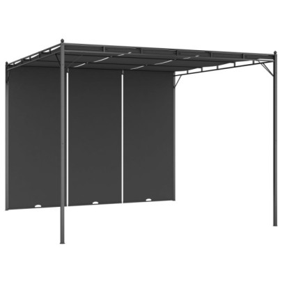 Pavilion de grădină cu perdea laterală - antracit - 3x3x2,25 m
