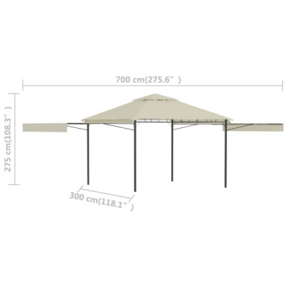Pavilion Extensibil cu Acoperiș Dublu - 3x3 m - Crem