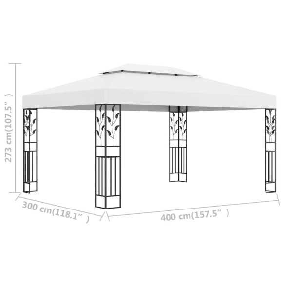 Pavilion Gradină Alb 3x4m - Acoperiș Dublu | Livrare Gratuită