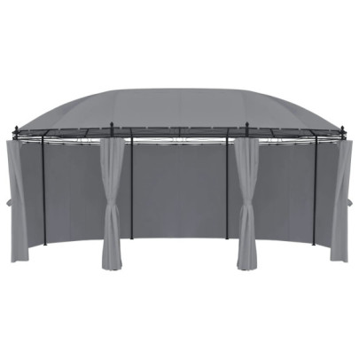Pavilion Gradina Antracit cu Perdele | Livrare Gratuita