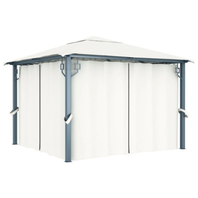 Pavilion cu perdele - crem - 300 x 300 cm - aluminiu