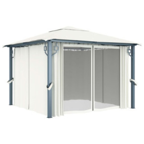 Pavilion cu Perdele Crem 3x3m - Aluminiu | Livrare Gratuită 2