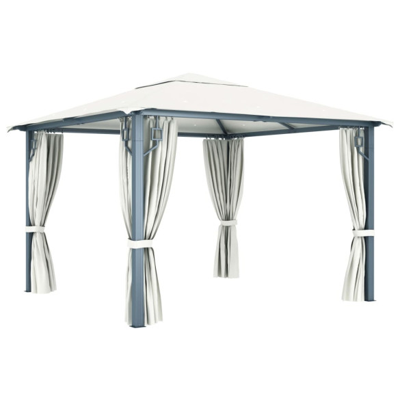 Pavilion cu Perdele Crem 3x3m - Aluminiu | Livrare Gratuită Pavilion cu Perdele Crem 3x3m - Aluminiu | Livrare Gratuită