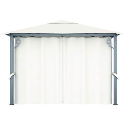 Pavilion cu Perdele Crem 3x3m - Aluminiu | Livrare Gratuită