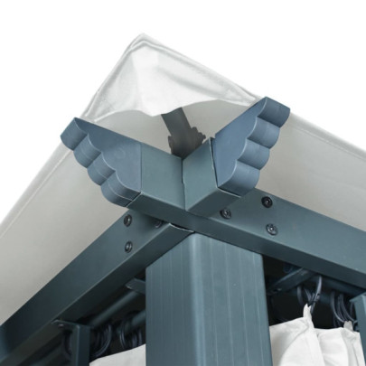 Pavilion cu Perdele Crem 3x3m - Aluminiu | Livrare Gratuită