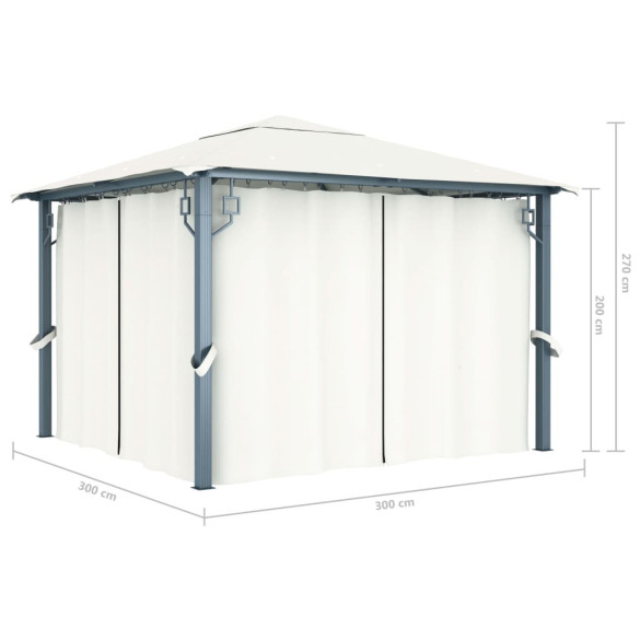Pavilion cu Perdele Crem 3x3m - Aluminiu | Livrare Gratuită Pavilion cu Perdele Crem 3x3m - Aluminiu | Livrare Gratuită