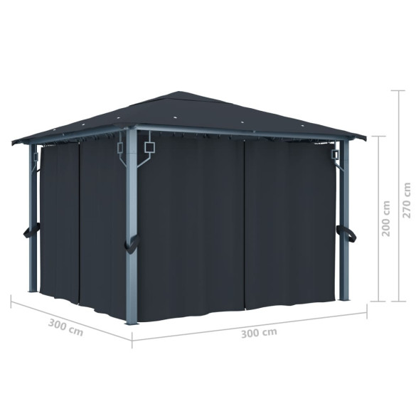 Pavilion Antracit 300x300cm cu Perdele | Livrare Gratuită