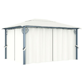 Pavilion cu Perdele Crem | 400x300 cm | Aluminiu Rezistent