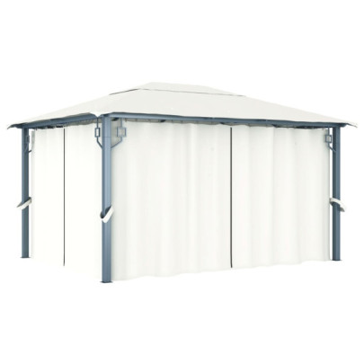 Pavilion cu perdele - crem - 400 x 300 cm - aluminiu