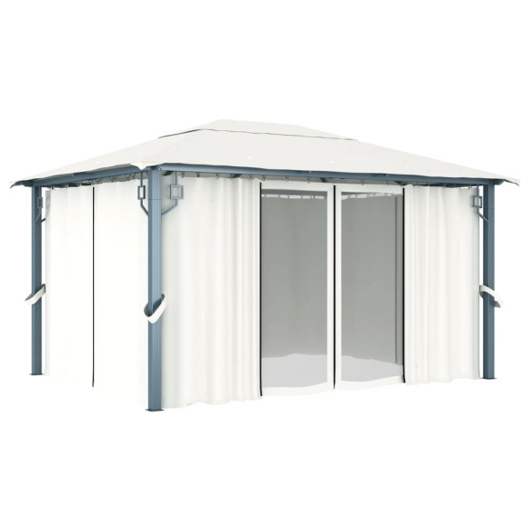 Pavilion cu Perdele Crem | 400x300 cm | Aluminiu Rezistent