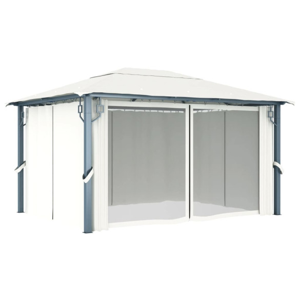 Pavilion cu Perdele Crem | 400x300 cm | Aluminiu Rezistent