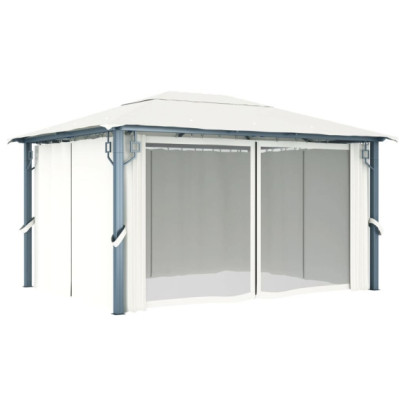 Pavilion cu Perdele Crem | 400x300 cm | Aluminiu Rezistent