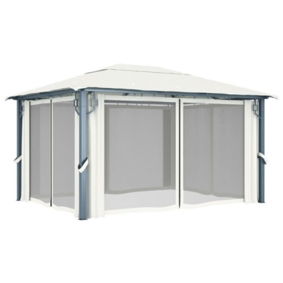 Pavilion cu Perdele Crem | 400x300 cm | Aluminiu Rezistent