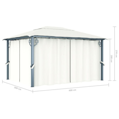 Pavilion cu Perdele Crem | 400x300 cm | Aluminiu Rezistent