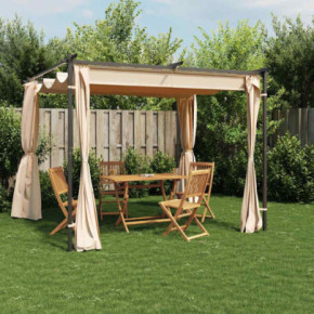 Pavilion cu draperii crem 3x3m - Oțel rezistent