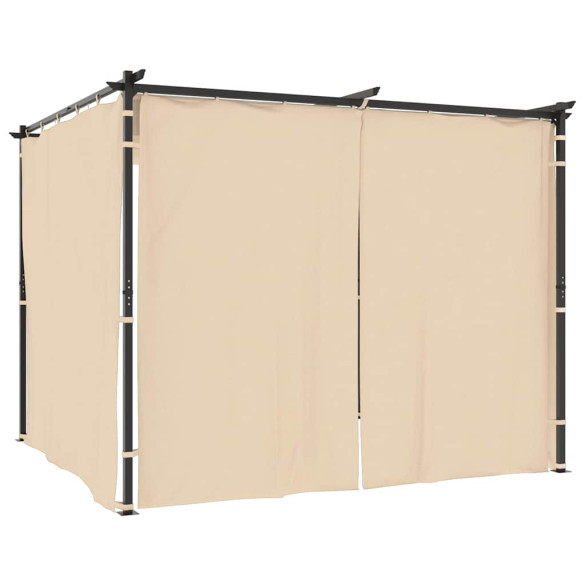 Pavilion cu draperii crem 3x3m - Oțel rezistent Pavilion cu draperii crem 3x3m - Oțel rezistent