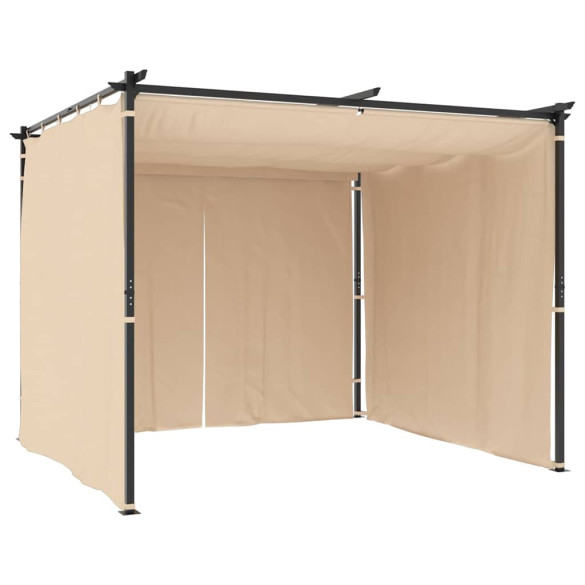 Pavilion cu draperii crem 3x3m - Oțel rezistent Pavilion cu draperii crem 3x3m - Oțel rezistent