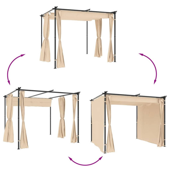 Pavilion cu draperii crem 3x3m - Oțel rezistent Pavilion cu draperii crem 3x3m - Oțel rezistent