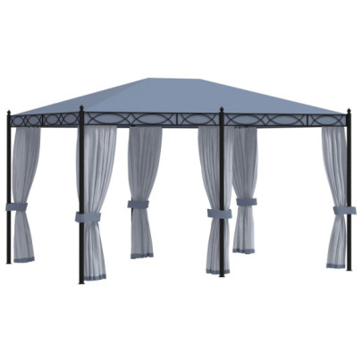Pavilion cu ecrane din plasă - antracit - 3 x 4 m - oțel
