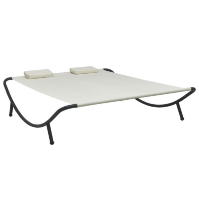 Pat șezlong de exterior - crem - material textil