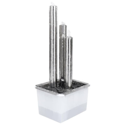 Fântână Grădină Argintiu Oțel Inoxidabil cu LED | Livrare Gratuită