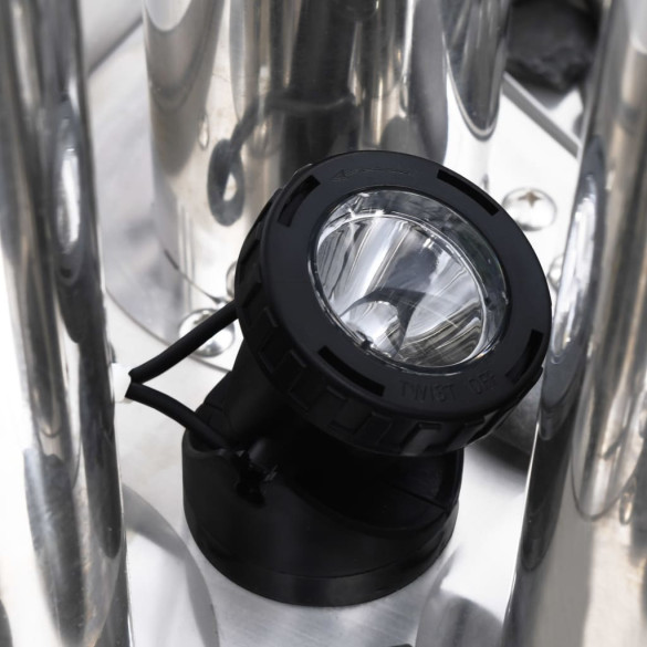 Fântână Grădină Argintiu Oțel Inoxidabil cu LED | Livrare Gratuită