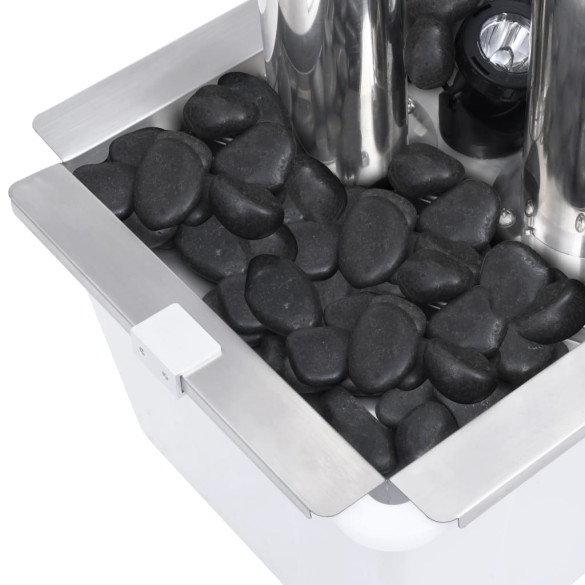 Fântână Grădină Argintiu Oțel Inoxidabil cu LED | Livrare Gratuită