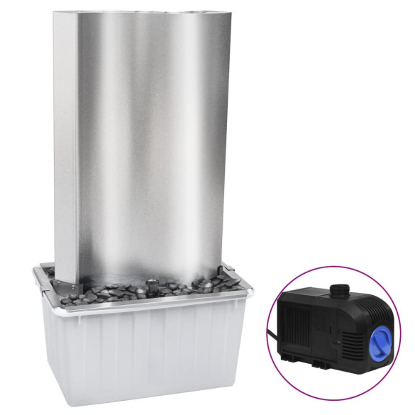 Fântână Grădină Argintiu - Oțel Inoxidabil cu LED | Livrare Gratuită