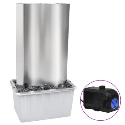 Fântână Grădină Argintiu - Oțel Inoxidabil cu LED | Livrare Gratuită