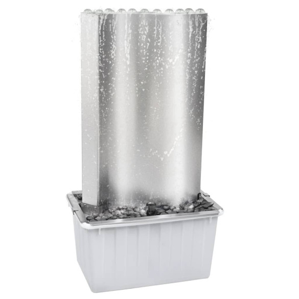 Fântână Grădină Argintiu - Oțel Inoxidabil cu LED | Livrare Gratuită