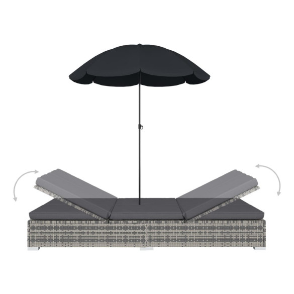 Pat Șezlong Exterior cu Umbrelă - Relaxare în Grădină