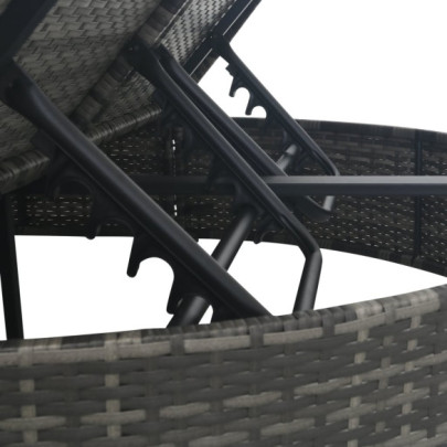 Șezlong 2 Persoane cu Perne, Gri - Poliratan | Livrare Gratuită