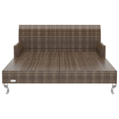 Pat Grădină 2 Persoane cu Perne - Poliratan Maro
