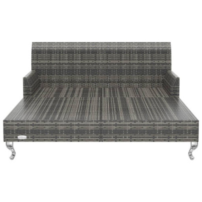 Pat Grădină 2 Persoane cu Perne - Poliratan Gri | Livrare Gratuită