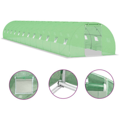 Seră 54 m² - Oțel Galvanizat, 24 Ferestre - Livrare Gratuită