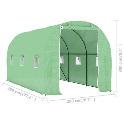 Seră Verde 4.5x2m cu Ventilație | Livrare Gratuită