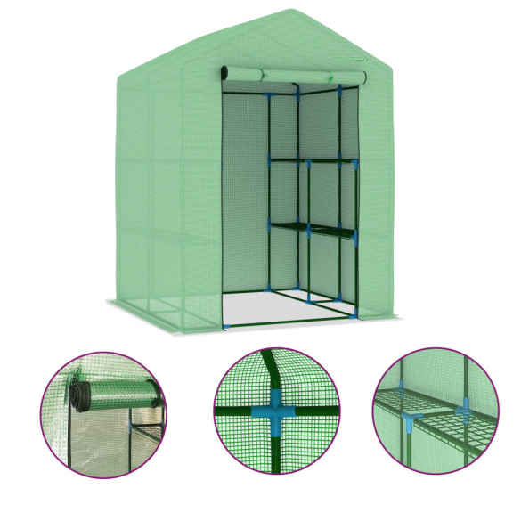Seră cu Rafturi 143x143x195 cm - Oțel Rezistent Seră cu Rafturi 143x143x195 cm - Oțel Rezistent