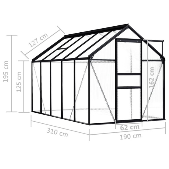 Seră Antracit Aluminiu 5.89 m² - Livrare Gratuită