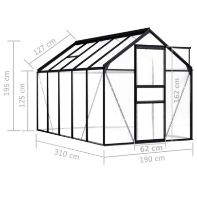 Seră Antracit Aluminiu 5.89 m² - Livrare Gratuită