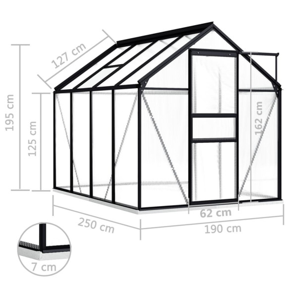 Seră Aluminiu Antracit 4,75m² - Livrare Gratuită