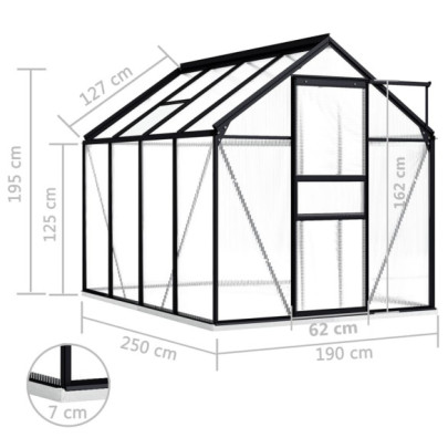 Seră Aluminiu Antracit 4,75m² - Livrare Gratuită