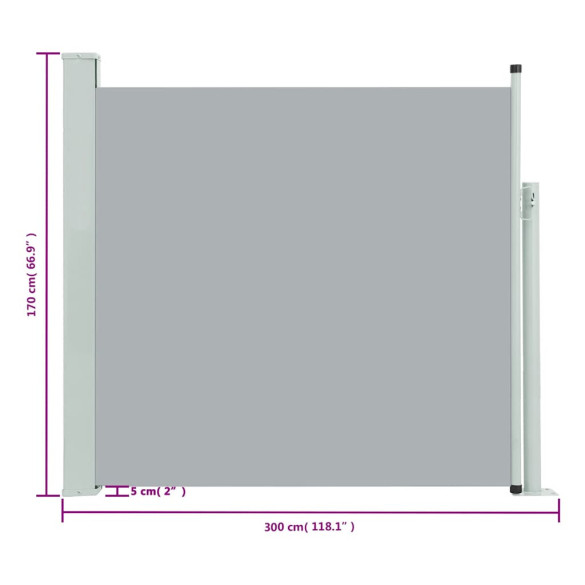 Copertină Laterală Retractabilă pentru Terasă - 170x300 cm